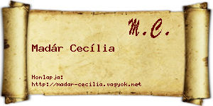 Madár Cecília névjegykártya